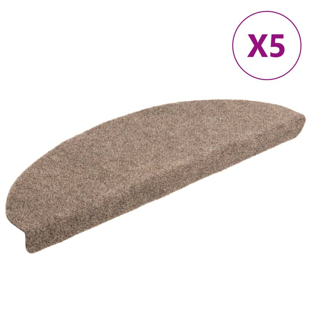 vidaXL Πατάκια Σκάλας Αυτοκόλ. 5 τεμ. Κρεμ 65x21x4 εκ. Βελονιασμένα