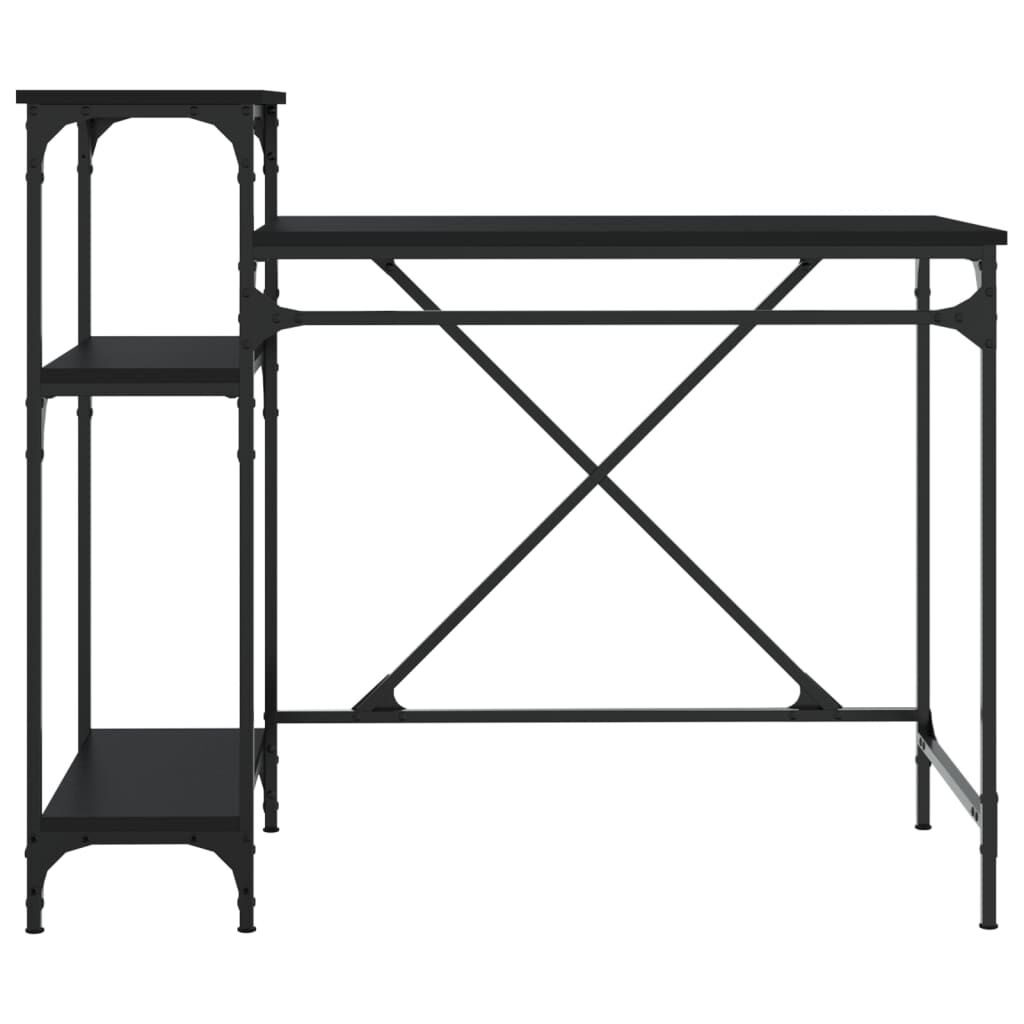 vidaXL Γραφείο με Ράφια Μαύρο 105x50x90 εκ. Επεξ. Ξύλο/Σίδηρος