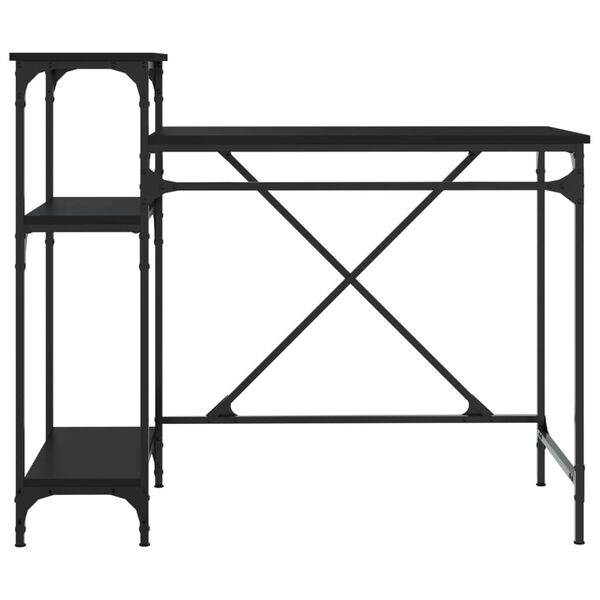 vidaXL Γραφείο με Ράφια Μαύρο 105x50x90 εκ. Επεξ. Ξύλο/Σίδηρος