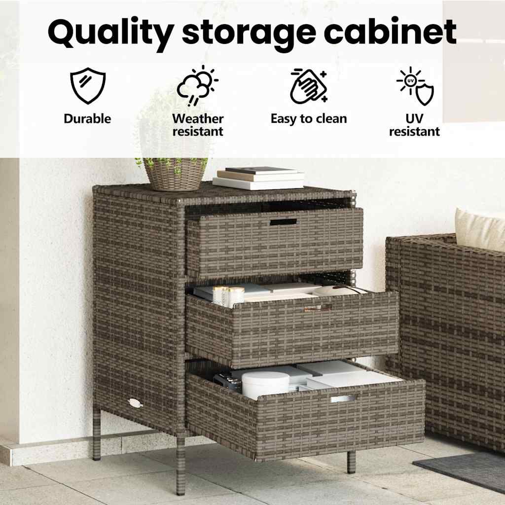 vidaXL Ντουλάπι Αποθήκευσης Κήπου Γκρι 55x59x80 εκ. Συνθετικό Ρατάν