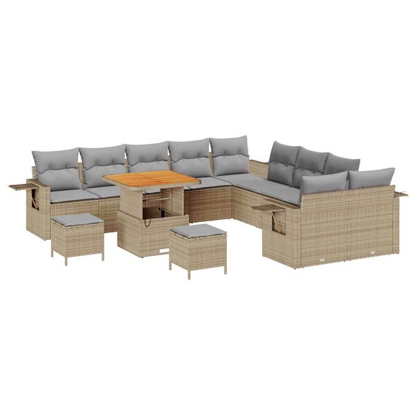 vidaXL Σετ Καναπέ Κήπου 13 pcs Μπεζ συνθετικό ρατάν