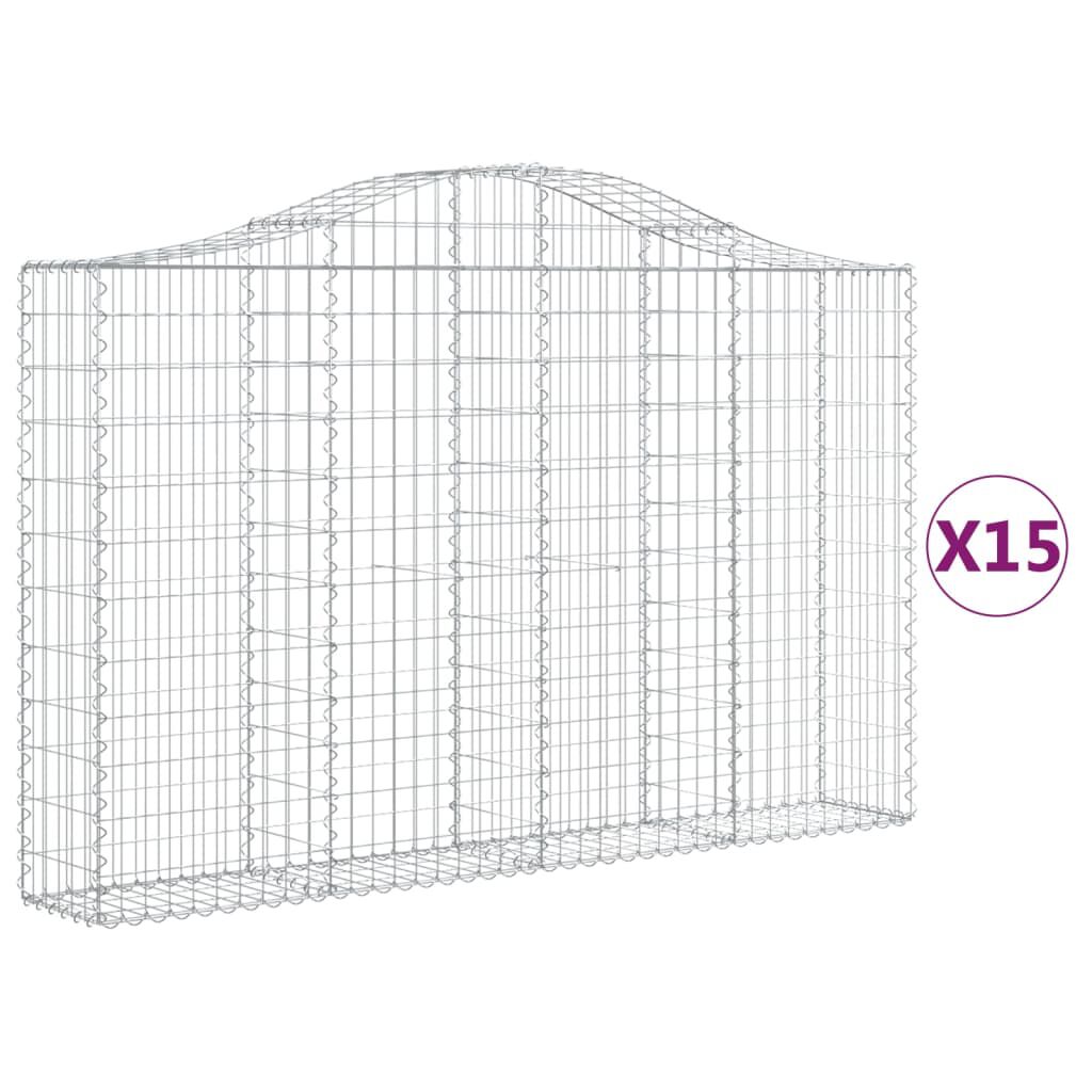 vidaXL Συρματοκιβώτια Τοξωτά 15 τεμ. 200x30x120/140 εκ. Γαλβαν. Ατσάλι