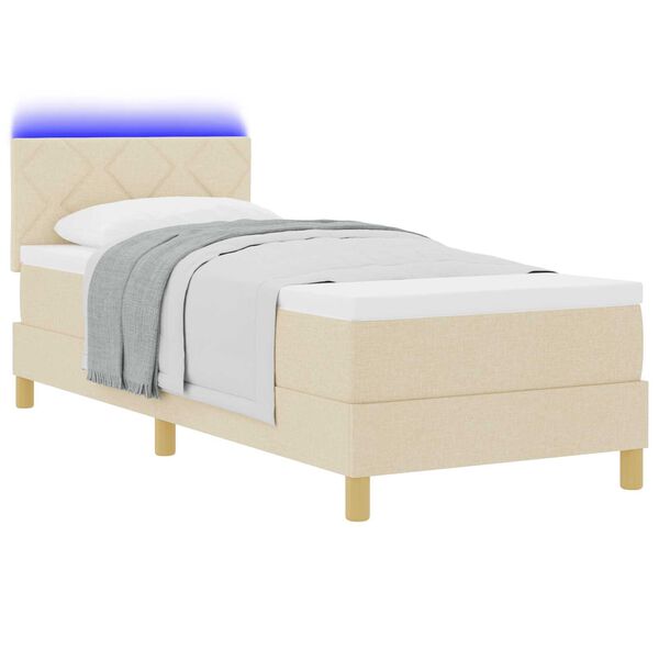 vidaXL Κρεβάτι με Στρώμα & LED Κρεμ 80x200 εκ Ύφασμα