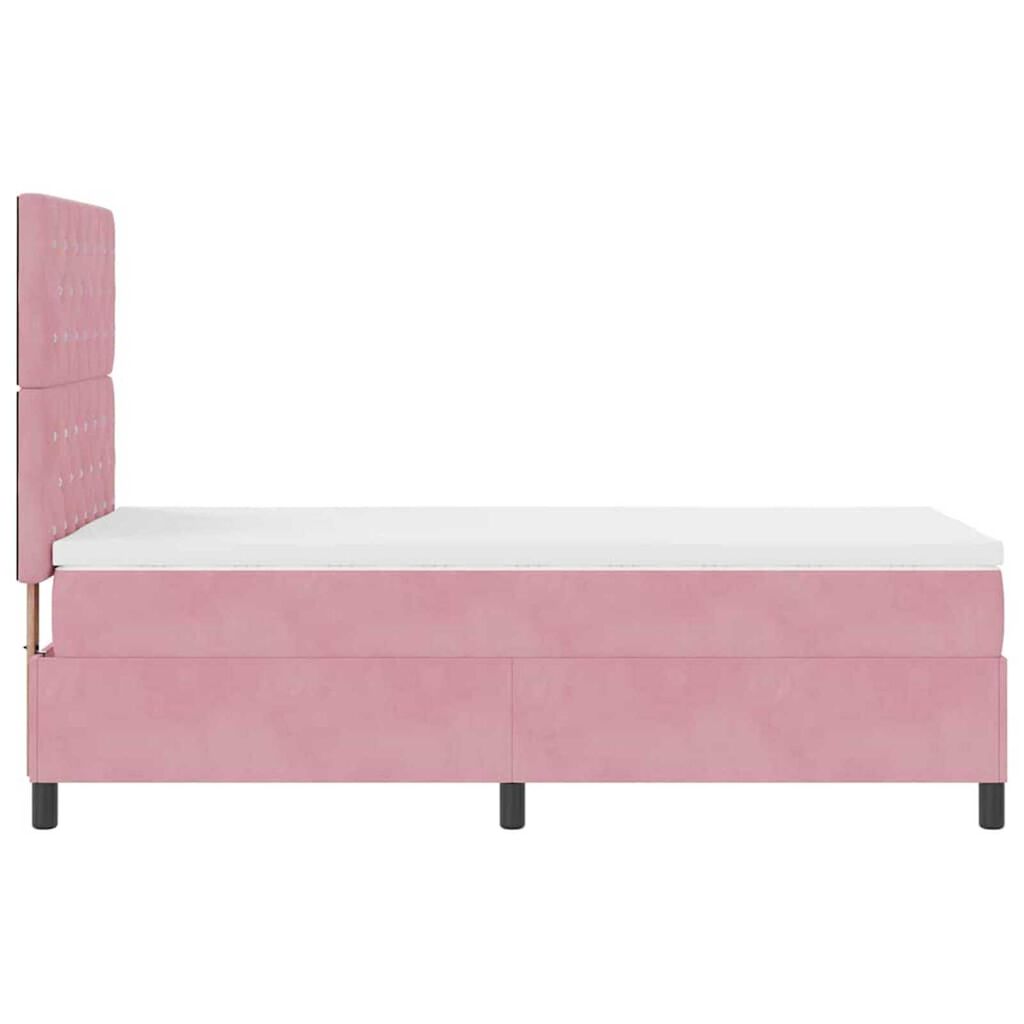 vidaXL Κρεβάτι με ελατήρια με στρώμα Ροζ 90 x 190 cm Βελούδο