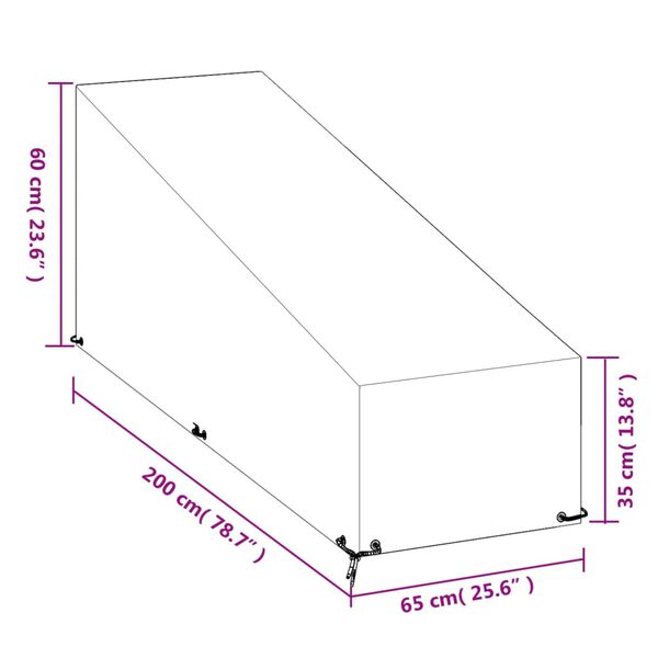 vidaXL Κάλυμμα Ξαπλώστρας με 12 Κρίκους 200x65x35/60 εκ. Πολυαιθυλένιο