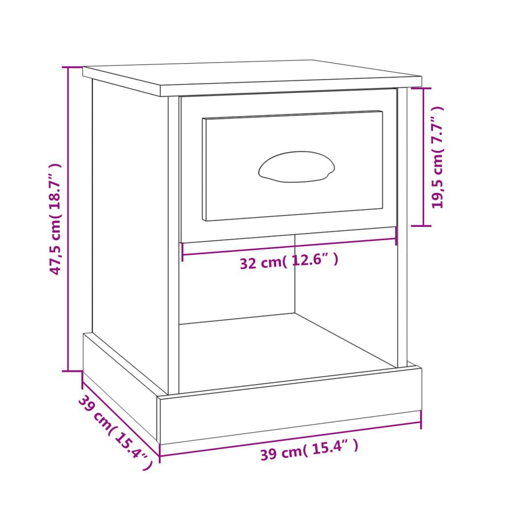 vidaXL Κομοδίνο Καπνιστή δρυς 39x39x47,5 εκ. από Επεξεργασμένο Ξύλο