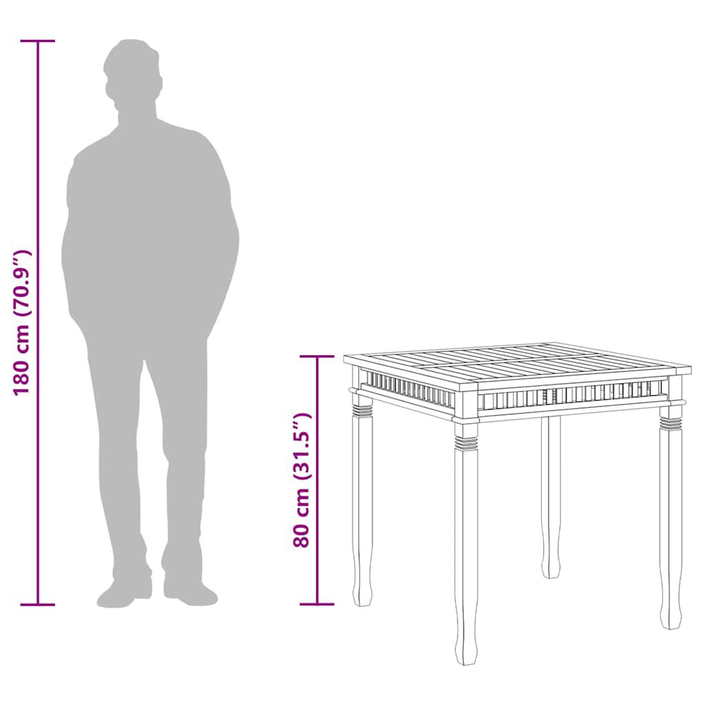 vidaXL Τραπεζαρία Κήπου 80 x 80 x 80 εκ. από Μασίφ Ξύλο Teak