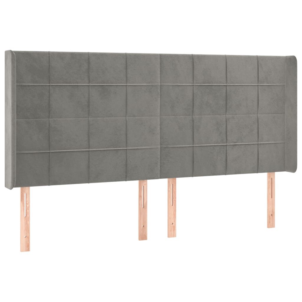 vidaXL Κεφαλάρι με Πτερύγια Ανοιχτό Γκρι 183x16x118/128 εκ. Βελούδινο