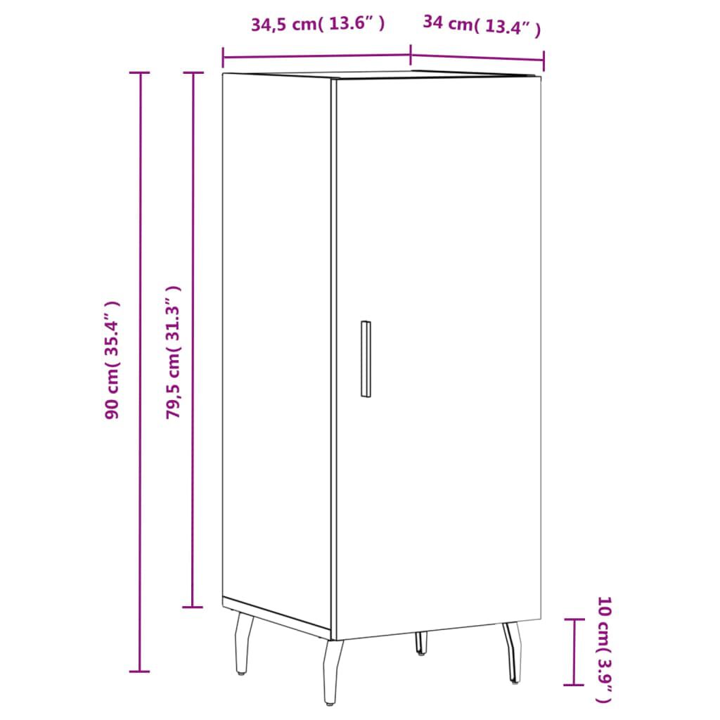 vidaXL Ντουλάπι Καφέ Δρυς 34,5 x 34 x 90 εκ. Επεξεργασμένο Ξύλο