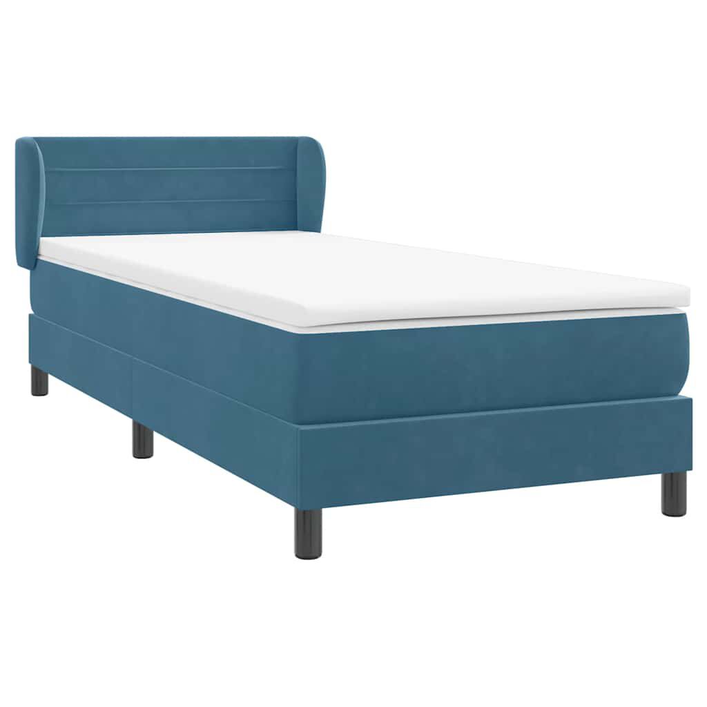 vidaXL Box Spring κρεβάτι με στρώμα σκούρο μπλε 80x210 εκ. Βελούδινο