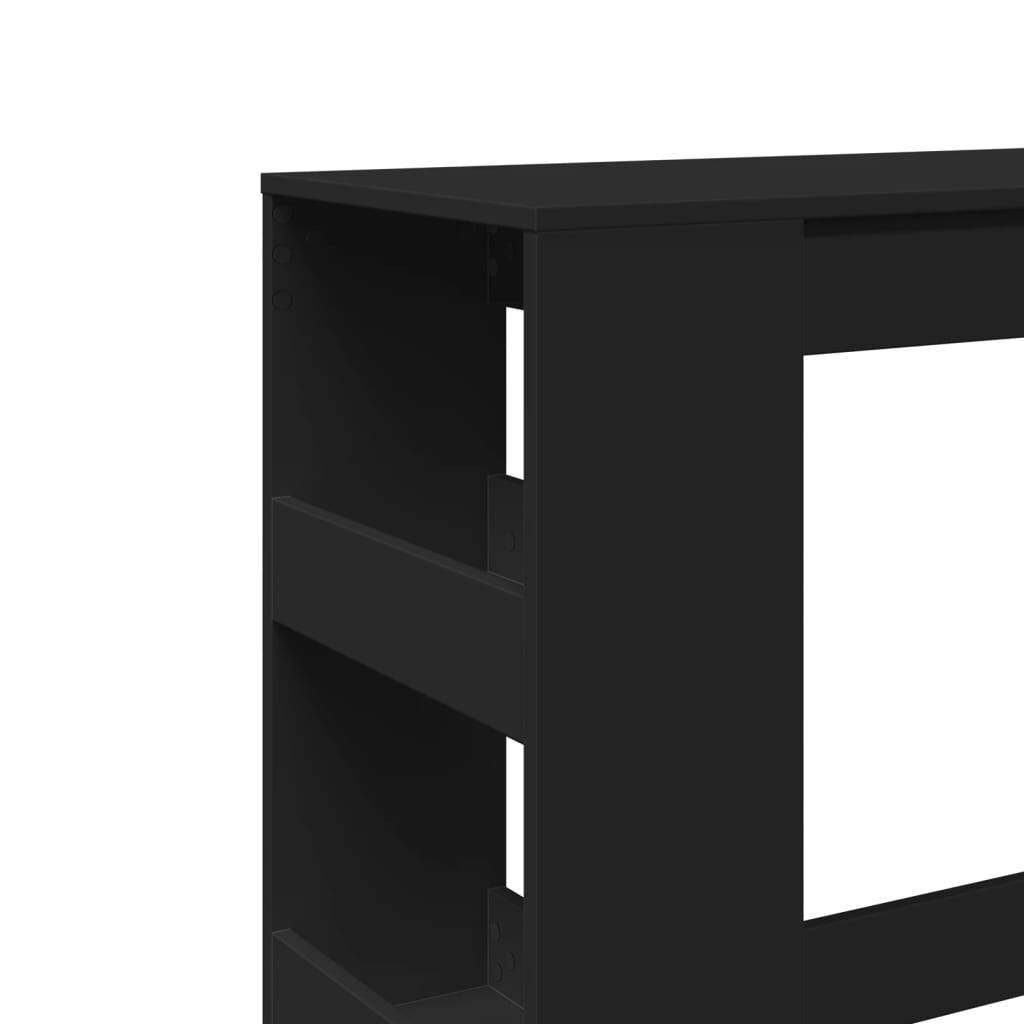 vidaXL Τραπέζι Μπαρ με Ράφια Μαύρο 90x40x103,5 εκ. Επεξεργ. Ξύλο