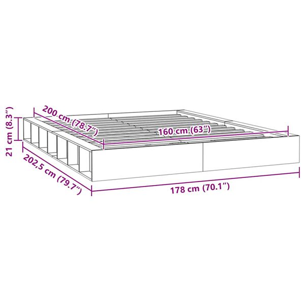 vidaXL Πλαίσιο Κρεβατιού 160 x 200 εκ. από Μασίφ Ξύλο