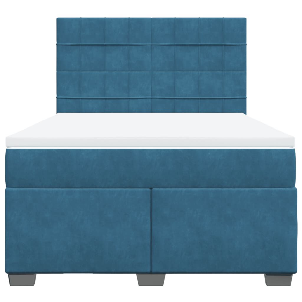 vidaXL Κρεβάτι Boxspring με Στρώμα Μπλε 160x200 εκ. Βελούδινο