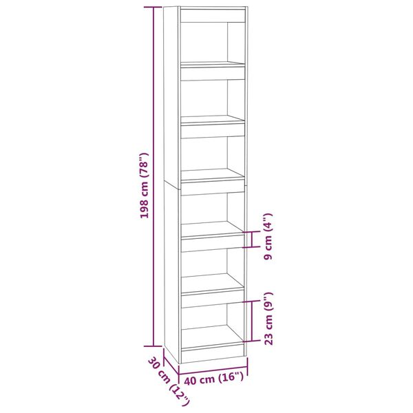 vidaXL Βιβλιοθήκη/Διαχωριστικό Χώρου Sonoma Δρυς 40 x 30 x 198 εκ.