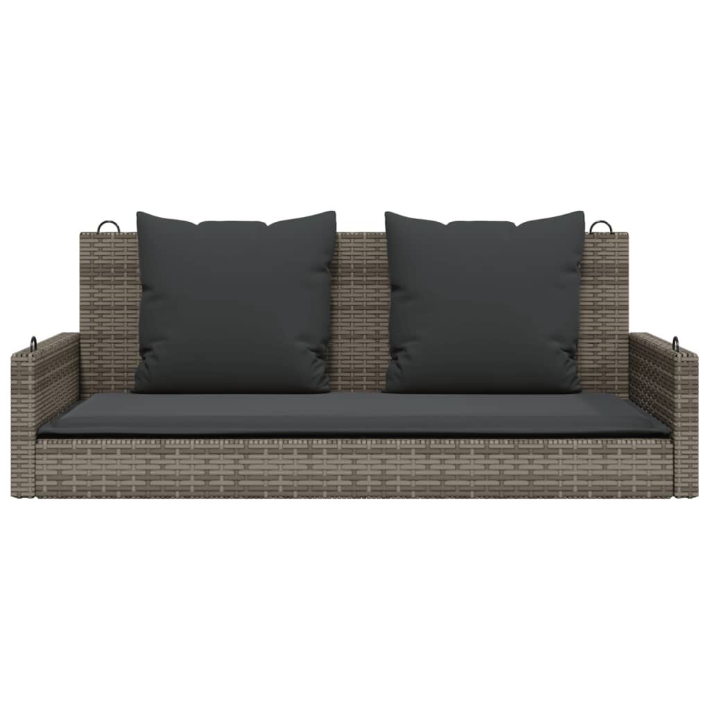 vidaXL Παγκάκι Κουνιστό Γκρι 119x56x48εκ. Συνθετικό Ρατάν με Μαξιλάρια
