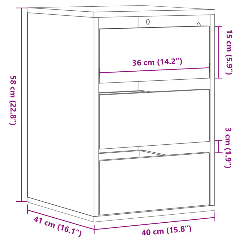 vidaXL Συρταριέρα Sonoma Δρυς 40x41x58 εκ. από Επεξεργ. Ξύλο