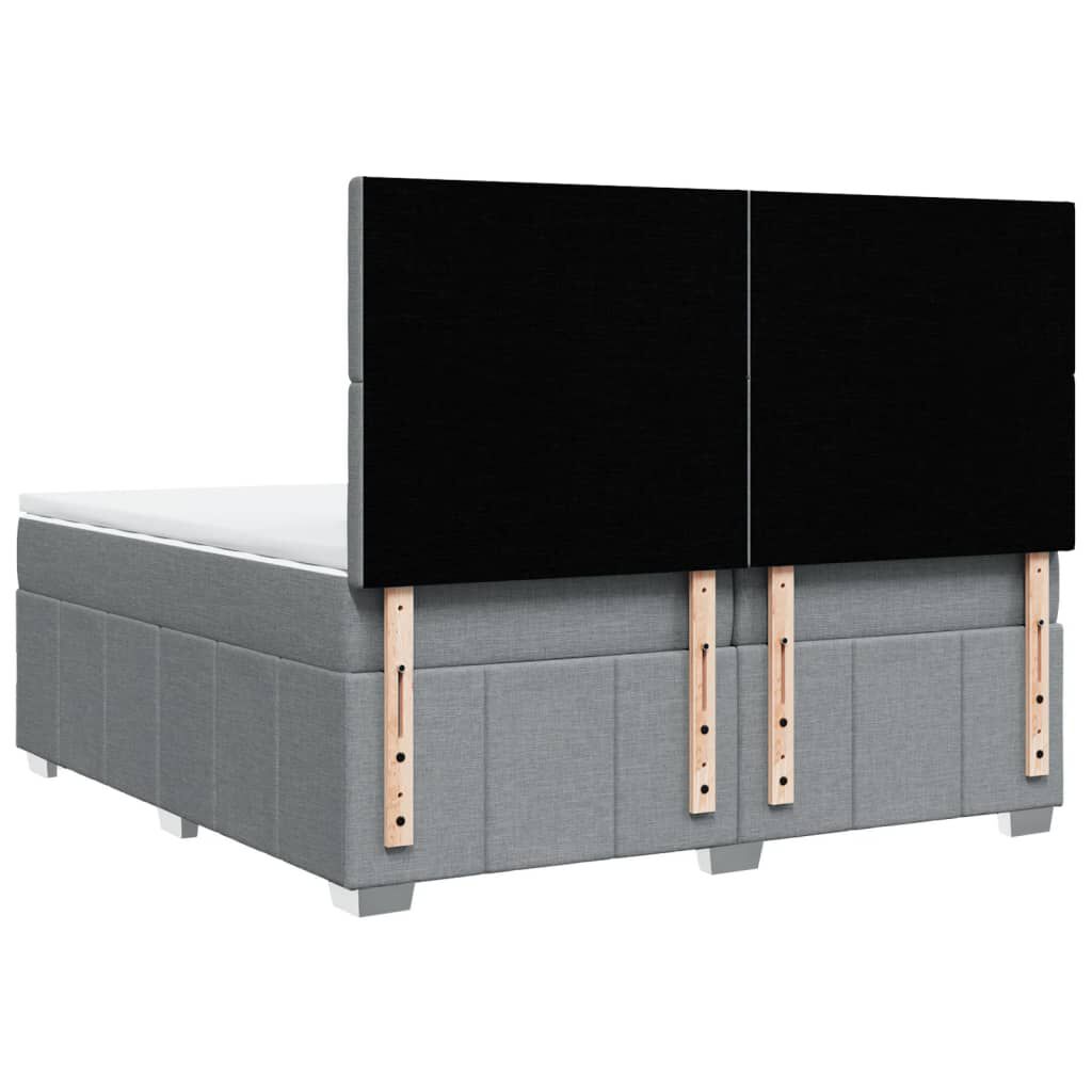 vidaXL Κρεβάτι Boxspring με Στρώμα Ανοιχτό Γκρι 200x200 εκ. Υφασμάτινο