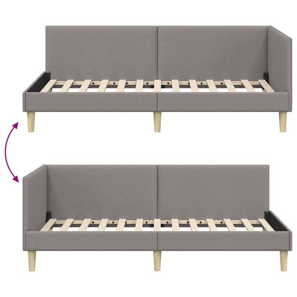 vidaXL Κρεβάτι Γωνίας Άλλο Taupe 100 x 200 cm Ύφασμα και Έργο ξύλου