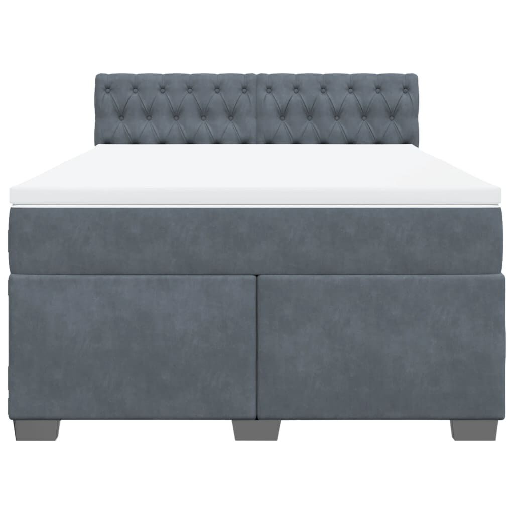vidaXL Κρεβάτι Boxspring με Στρώμα Σκούρο Γκρι 140x200 εκ. Βελούδινο