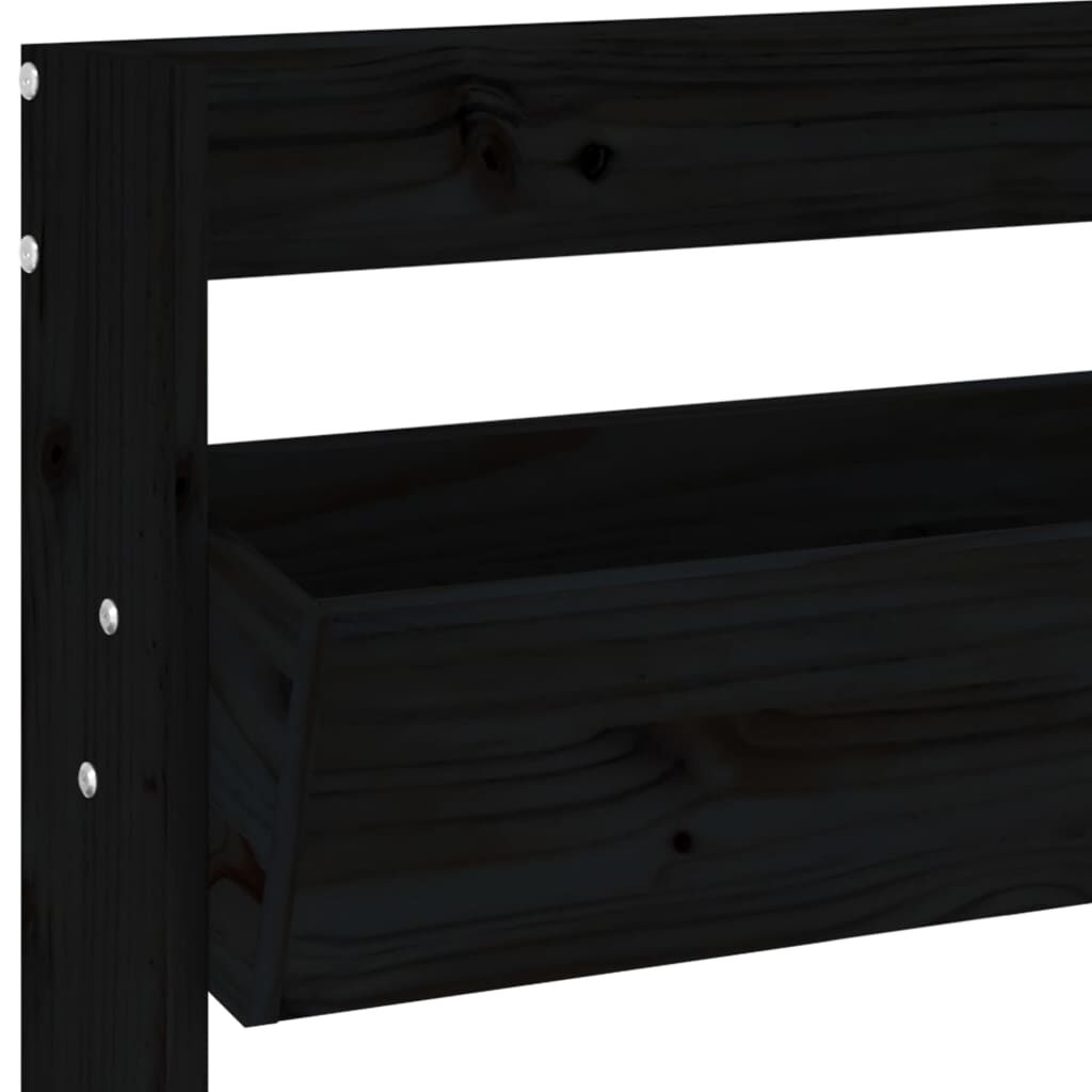 vidaXL Ζαρντινιέρα Τοίχου 3 Επιπέδων Μαύρη 60x18,5x110 εκ. Μασίφ Πεύκο