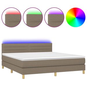 vidaXL &Kappa;&rho;&epsilon;&beta;ά&tau;&iota; Boxspring &mu;&epsilon; &Sigma;&tau;&rho;ώ&mu;&alpha; & LED Taupe 180x200 &epsilon;&kappa;. &Upsilon;&phi;&alpha;&sigma;&mu;ά&tau;&iota;&nu;&omicron;