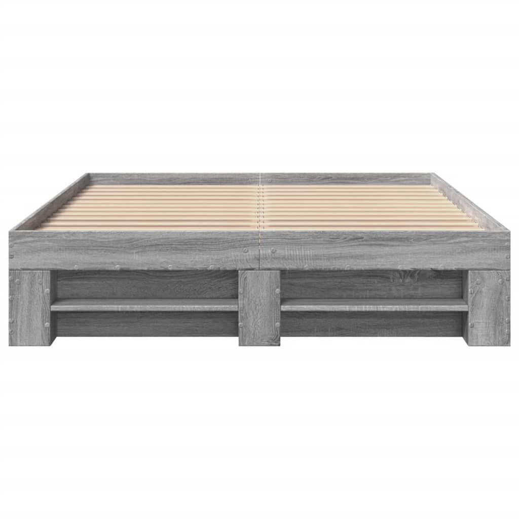 vidaXL Πλαίσιο Κρεβατιού Γκρι Sonoma 135x190 εκ. Επεξεργασμένο Ξύλο