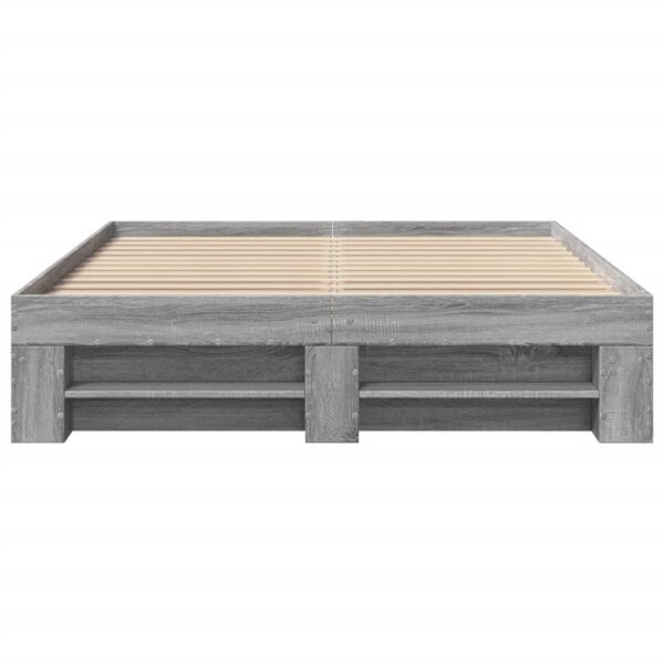 vidaXL Πλαίσιο Κρεβατιού Γκρι Sonoma 135x190 εκ. Επεξεργασμένο Ξύλο