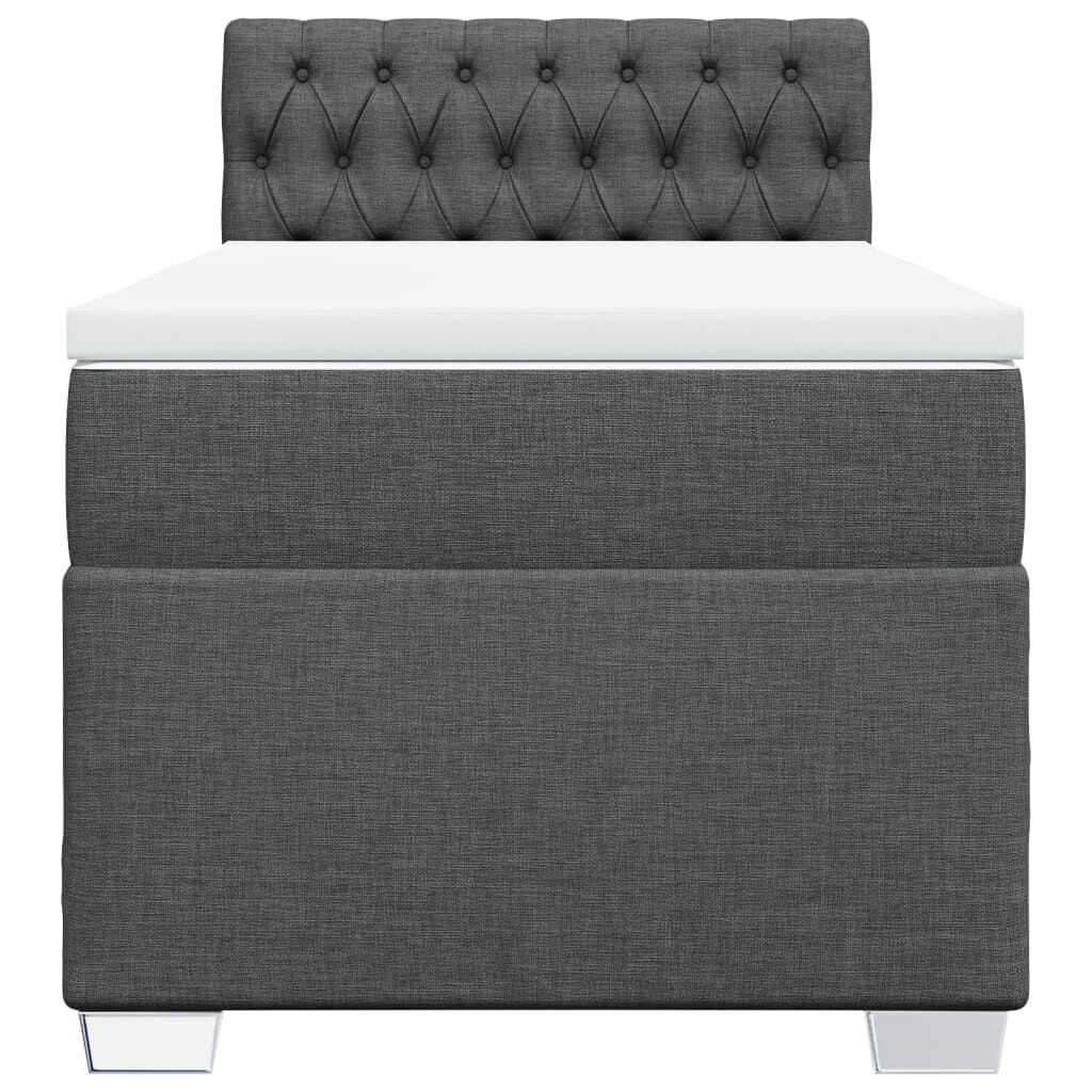 vidaXL Κρεβάτι Boxspring με Στρώμα Σκούρο Γκρι 100x200 εκ. Υφασμάτινο