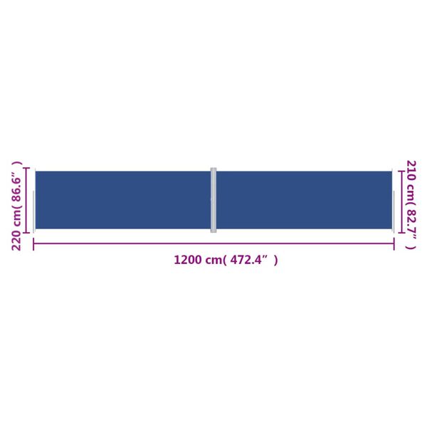 vidaXL Σκίαστρο Πλαϊνό Συρόμενο Βεράντας Μπλε 220 x 1200 εκ.