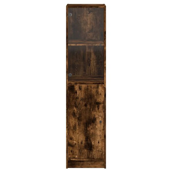 vidaXL Ντουλάπι Καπνιστή Δρυς 35x37x142 εκ. με Γυάλινη Πόρτα