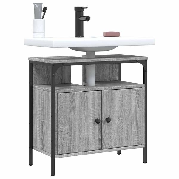 vidaXL Ντουλάπι Νιπτήρα Μπάνιου Γκρι Sonoma 60x30x60 εκ. Επεξ. Ξύλο