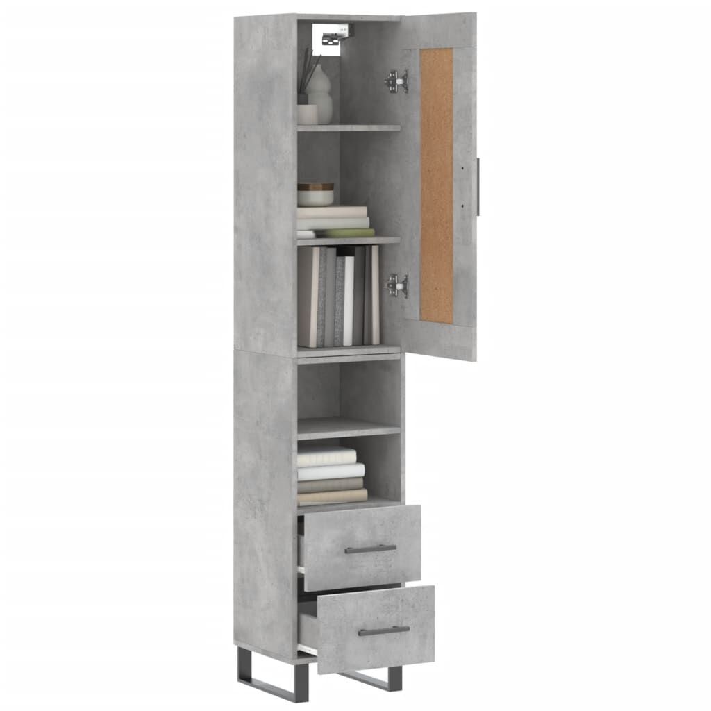 vidaXL Ντουλάπι Γκρι Σκυροδέματος 34,5x34x180 εκ. Επεξεργασμένο Ξύλο