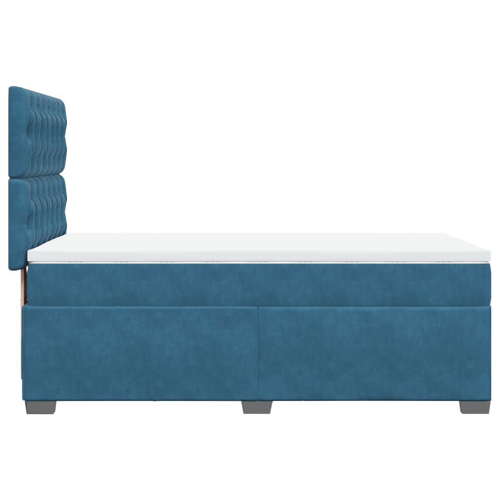 vidaXL Κρεβάτι Boxspring με Στρώμα Μπλε 80 x 200 εκ. Βελούδινο