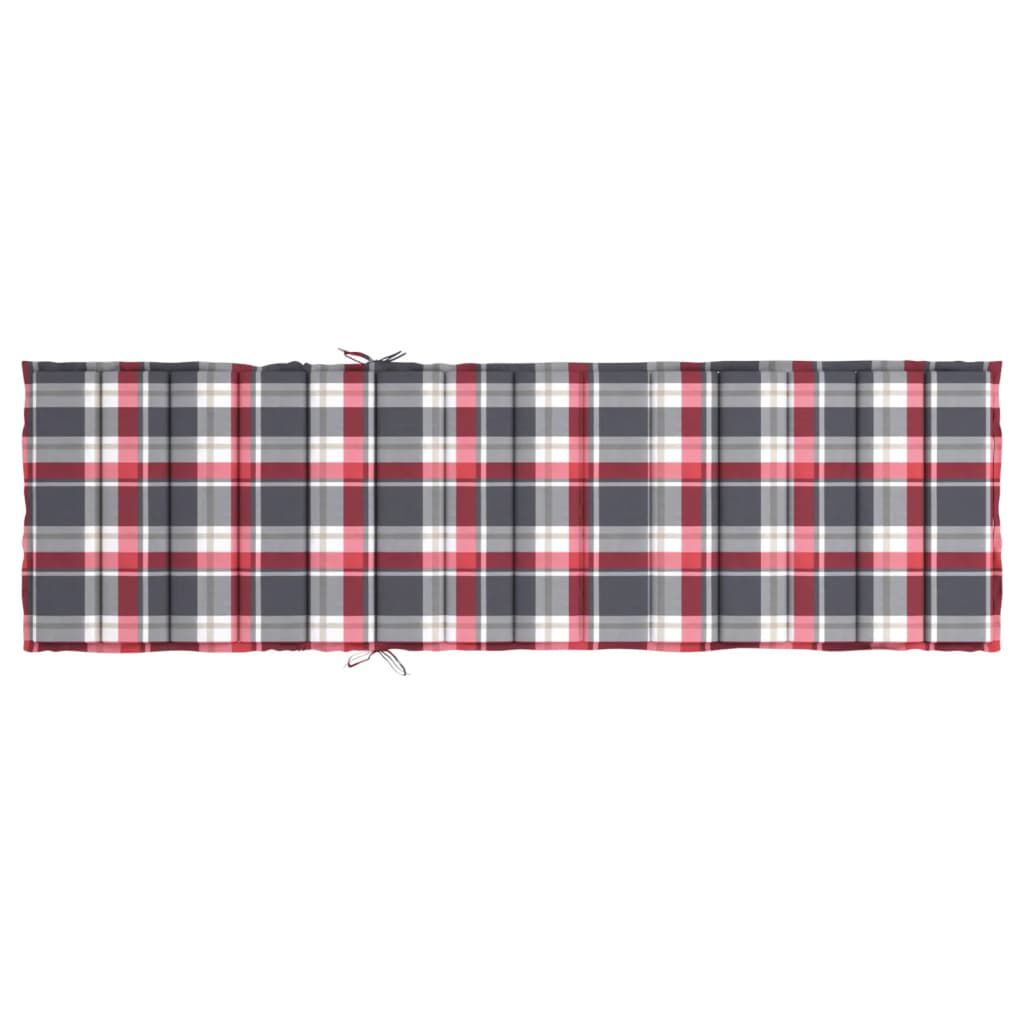 vidaXL Μαξιλάρι Ξαπλώστρας Κόκκινο Καρό 200x60x3 εκ. από Ύφασμα Oxford