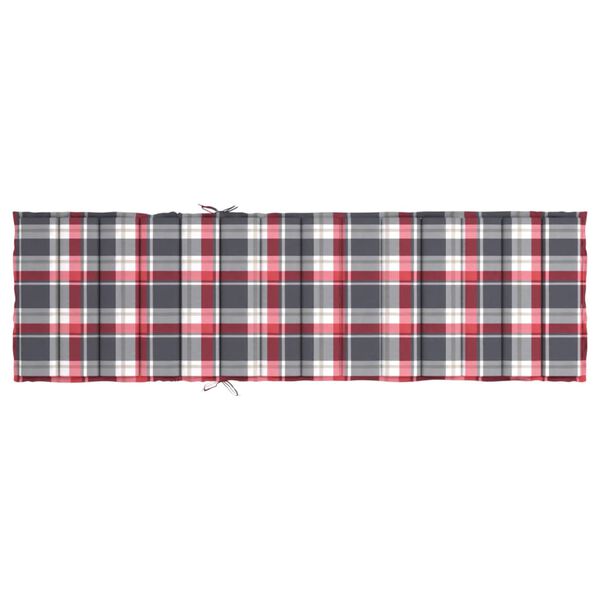 vidaXL Μαξιλάρι Ξαπλώστρας Κόκκινο Καρό 200x60x3 εκ. από Ύφασμα Oxford