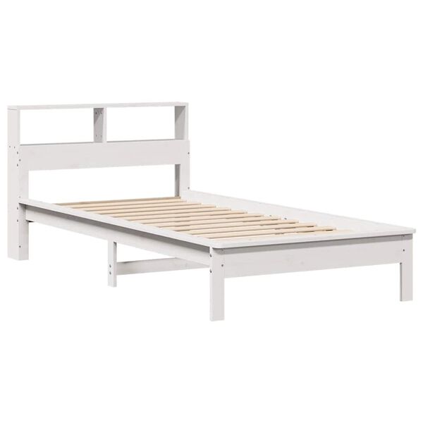 vidaXL Κρεβάτι Βιβλιοθήκη Χωρίς Στρώμα Λευκό 75x190 εκ Μασίφ Πεύκο