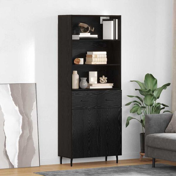 vidaXL Highboard &Mu;&alpha;ύ&rho;&eta; &Omicron;&xi;&upsilon;ά 69,5 x 34 x 180 &epsilon;&kappa;. &Sigma;ύ&nu;&theta;&epsilon;&tau;&omicron; &Xi;ύ&lambda;&omicron; &kappa;&alpha;&iota; &Gamma;&upsilon;&alpha;&lambda;ί