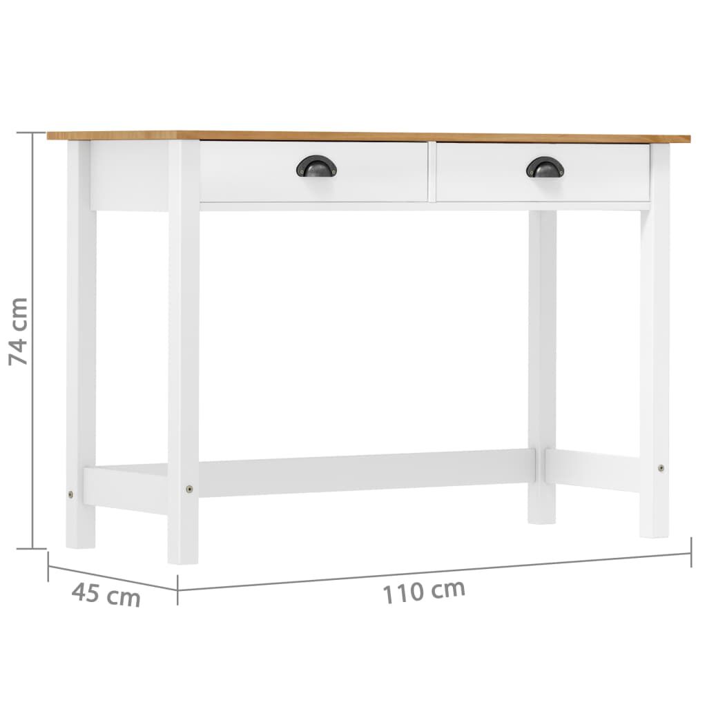 vidaXL Κονσόλα Hill Γκρι 2 Συρτάρια 110x45x74 εκ από Μασίφ Ξύλο Πεύκου