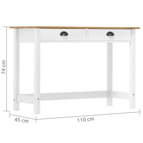 vidaXL Κονσόλα Hill 2 Συρτάρια 110x45x74 εκ από Μασίφ Ξύλο Πεύκου