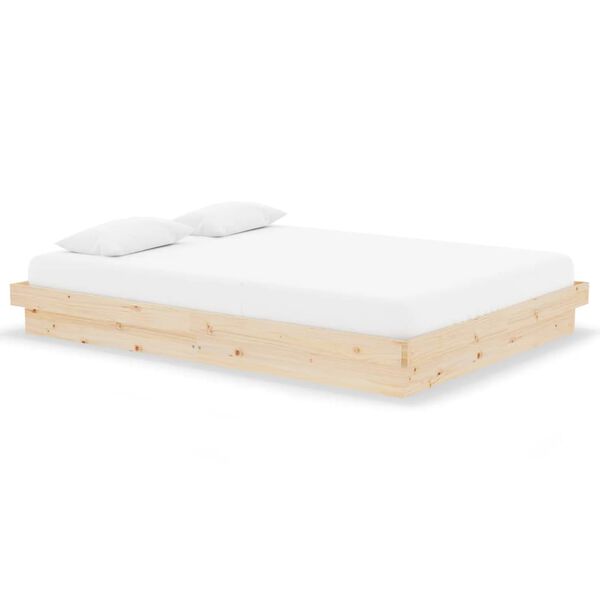 vidaXL Πλαίσιο Κρεβατιού 135 x 190 εκ. από Μασίφ Ξύλο Double