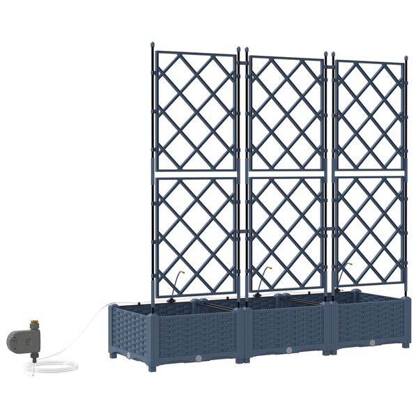 vidaXL Ζαρντινιέρες κήπου Γκρι 120 x 40 x 126 cm Ατσάλι