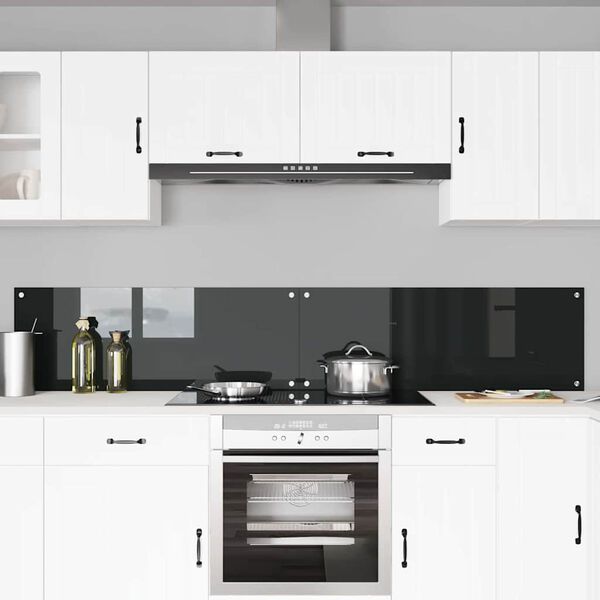vidaXL Πίσω Πάνελ Κουζίνας 2 pcs Μαύρο 110 x 40 cm σκληρυμένο γυαλί