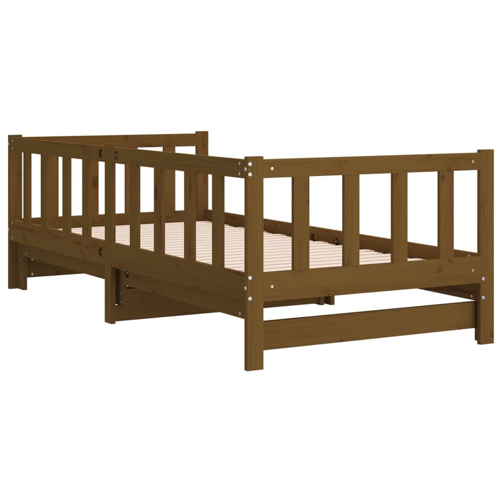 vidaXL Καναπές Κρεβάτι Συρόμενος Μελί 2x(90x190) εκ. Μασίφ Ξύλο Πεύκου