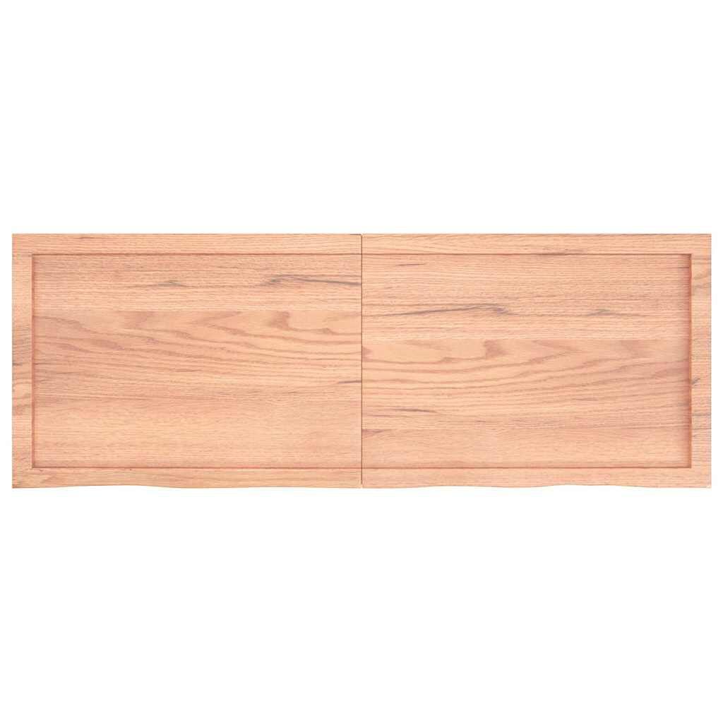 vidaXL Ράφι Τοίχου Ανοιχτό Καφέ 140x50x(2-4)εκ. Επεξ. Μασίφ Ξύλο Δρυός