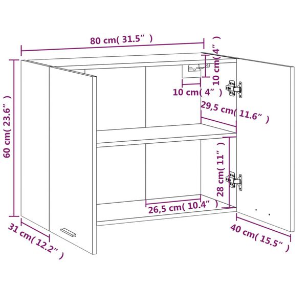 vidaXL Ντουλάπι Κρεμαστό Lyon Γκρι Sonoma 80x31x60εκ.