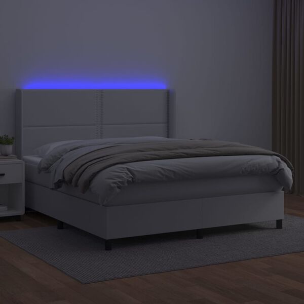 vidaXL &Kappa;&rho;&epsilon;&beta;ά&tau;&iota; Boxspring &mu;&epsilon; &Sigma;&tau;&rho;ώ&mu;&alpha; & LED &Lambda;&epsilon;&upsilon;&kappa;ό 180x200 &epsilon;&kappa;. &Sigma;&upsilon;&nu;&theta;. &Delta;έ&rho;&mu;&alpha;