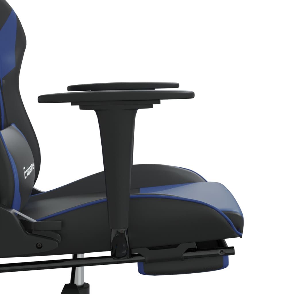 vidaXL Καρέκλα Gaming Μασάζ Υποπόδιο Μαύρο/μπλε από Συνθετικό Δέρμα