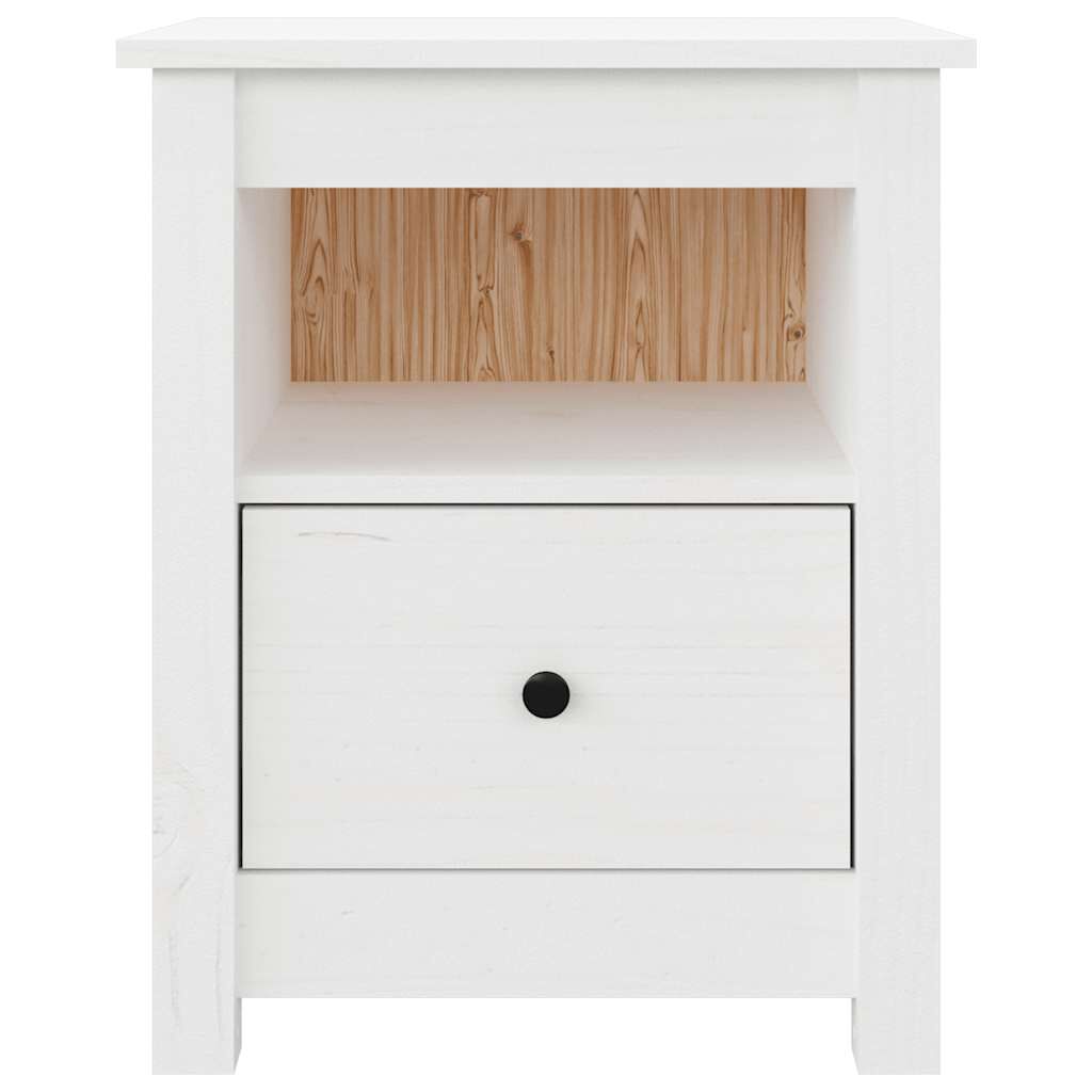 vidaXL Κομοδίνα 2 τεμ. Λευκά 40x35x49 εκ. από Μασίφ Ξύλο Πεύκου