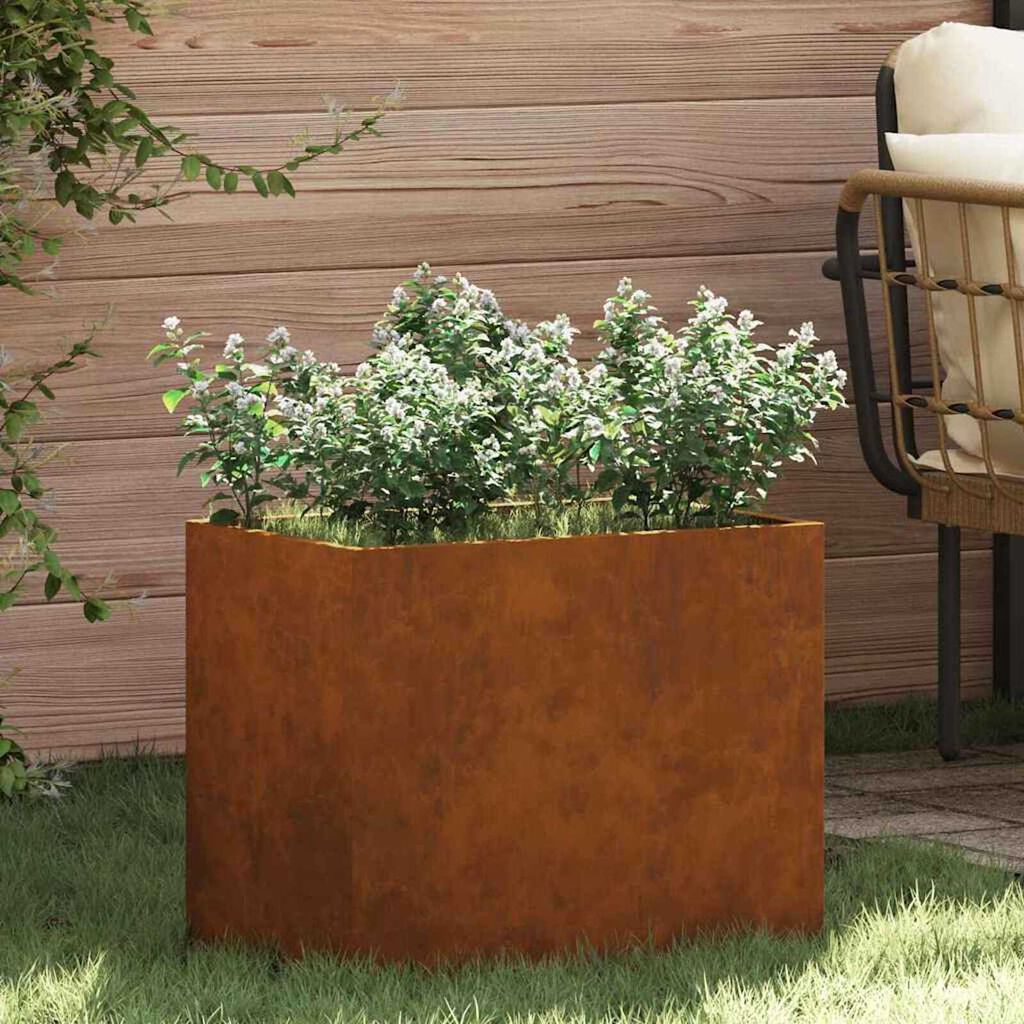 vidaXL Γλάστρα Κήπου Καφέ 50 x 32 x 40 εκ. Φθαρμένο ατσάλι