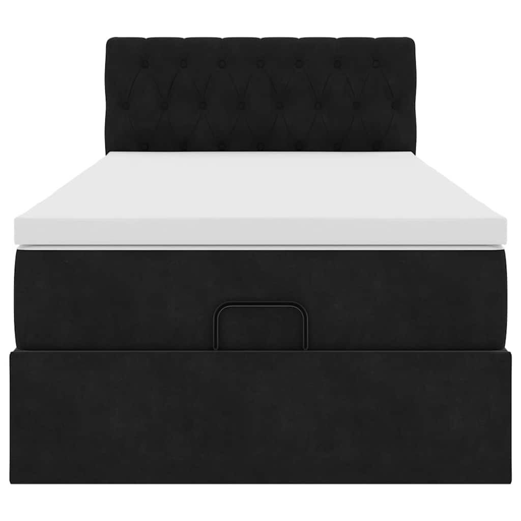 vidaXL Οθωμανικό κρεβάτι με στρώμα Μαύρο 100x200cm Velvet